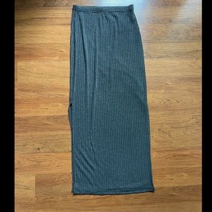 Dark Gray Ribbed Maxi Skirt